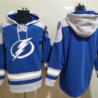 Men's Tampa Bay Lightning Blank Blue Ageless Must-Have Lace-Up Pullover Hoodie