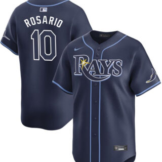 Men's Tampa Bay Rays #10 Amed Rosario Navy Away Limited Stitched Baseball Jersey