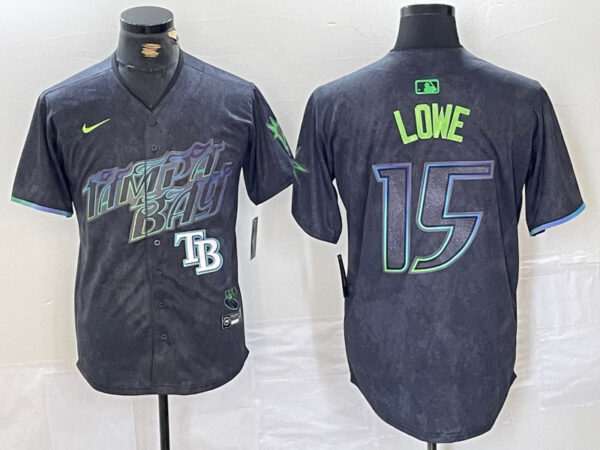 Men's Tampa Bay Rays #15 Josh Lowe Charcoal 2024 City Connect Limited Stitched Jerseys