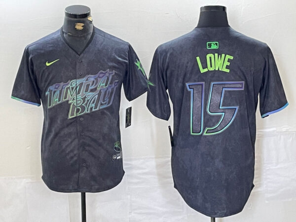 Men's Tampa Bay Rays #15 Josh Lowe Charcoal 2024 City Connect Limited Stitched Jerseys