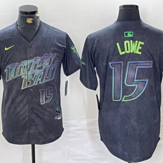Men's Tampa Bay Rays #15 Josh Lowe Charcoal 2024 City Connect Limited Stitched Jerseys
