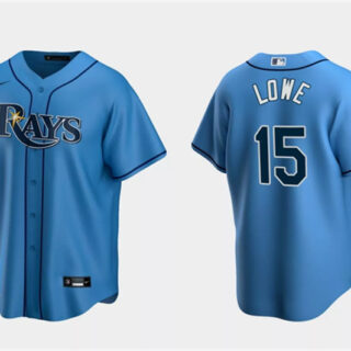 Men's Tampa Bay Rays #15 Josh Lowe Light Blue Cool Base Stitched Baseball Jersey
