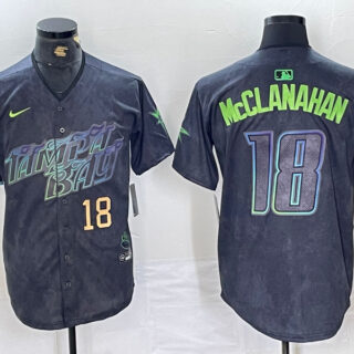 Men's Tampa Bay Rays #18 Shane McClanahan Charcoal 2024 City Connect Limited Stitched Baseball Jersey