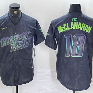 Men's Tampa Bay Rays #18 Shane McClanahan Charcoal 2024 City Connect Limited Stitched Baseball Jersey