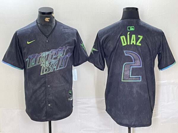 Men's Tampa Bay Rays #2 Yandy Díaz Charcoal 2024 City Connect Limited Stitched Baseball Jersey