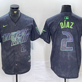 Men's Tampa Bay Rays #2 Yandy Díaz Charcoal 2024 City Connect Limited Stitched Baseball Jersey
