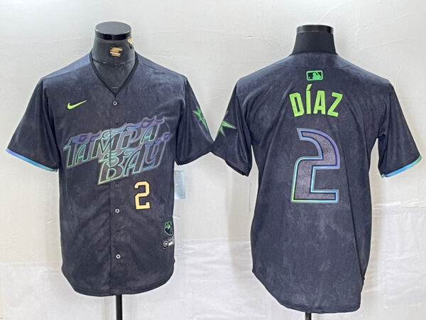Men's Tampa Bay Rays #2 Yandy Díaz Charcoal 2024 City Connect Limited Stitched Baseball Jersey