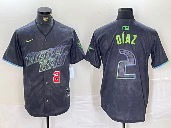 Men's Tampa Bay Rays #2 Yandy Díaz Charcoal 2024 City Connect Limited Stitched Baseball Jersey