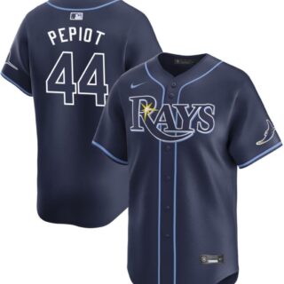 Men's Tampa Bay Rays #44 Ryan Pepiot Navy 2024 Away Limited Stitched Baseball Jersey
