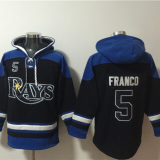 Men's Tampa Bay Rays #5 Wander Franco Black Blue Lace-Up Pullover Hoodie