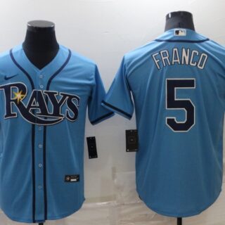 Men's Tampa Bay Rays #5 Wander Franco Blue Cool Base Stitched Baseball Jersey