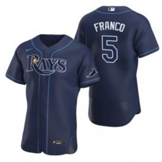 Men's Tampa Bay Rays #5 Wander Franco Navy Flex Base Stitched Jersey