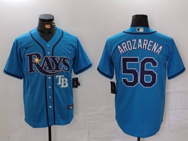 Men's Tampa Bay Rays #56 Randy Arozarena Blue Cool Base Stitched Baseball Jerseys