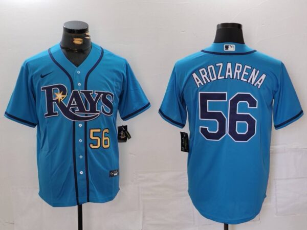 Men's Tampa Bay Rays #56 Randy Arozarena Blue Cool Base Stitched Baseball Jerseys
