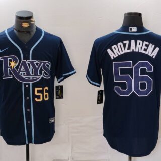 Men's Tampa Bay Rays #56 Randy Arozarena Navy Cool Base Stitched Baseball Jerseys