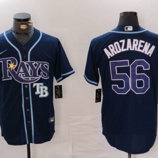 Men's Tampa Bay Rays #56 Randy Arozarena Navy Cool Base Stitched Baseball Jerseys