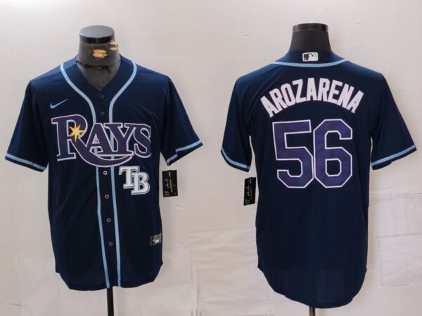 Men's Tampa Bay Rays #56 Randy Arozarena Navy Cool Base Stitched Baseball Jerseys