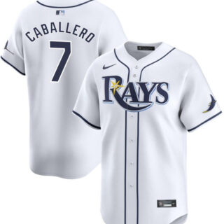 Men's Tampa Bay Rays #7 Jose Caballero White Home Limited Stitched Baseball Jersey