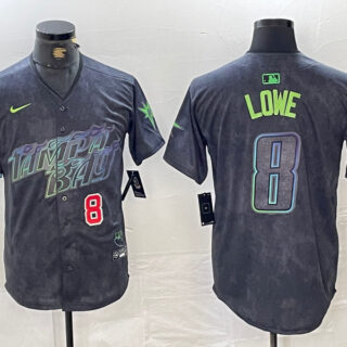 Men's Tampa Bay Rays #8 Brandon Lowe Charcoal 2024 City Connect Limited Stitched jerseys 1