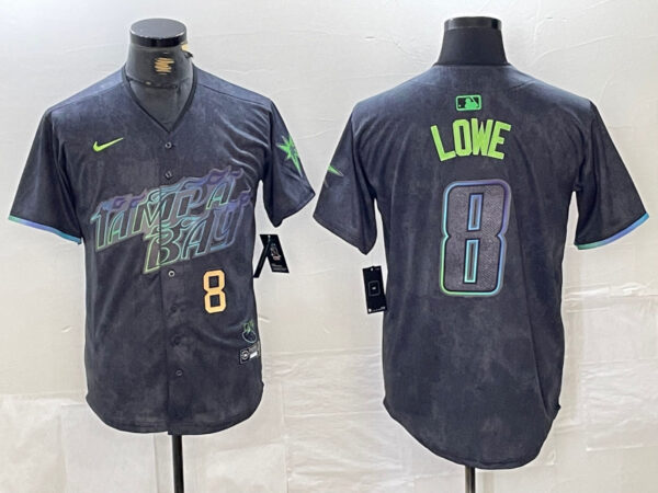 Men's Tampa Bay Rays #8 Brandon Lowe Charcoal 2024 City Connect Limited Stitched jerseys 2