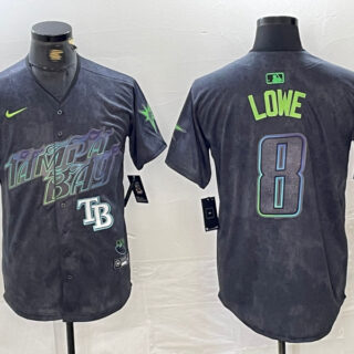 Men's Tampa Bay Rays #8 Brandon Lowe Charcoal 2024 City Connect Limited Stitched jerseys 3