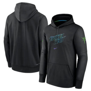Men's Tampa Bay Rays Black 2024 City Connect Collection Practice Performance Pullover Hoodie