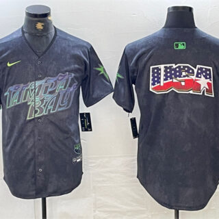 Men's Tampa Bay Rays Team Big Logo Charcoal 2024 City Connect Limited Stitched Baseball Jersey