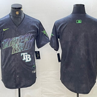 Men's Tampa Bay Rays Team Big Logo Charcoal 2024 City Connect Limited Stitched Baseball Jersey