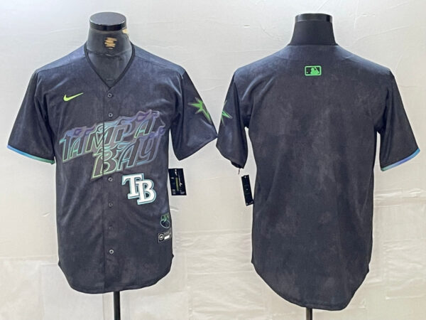 Men's Tampa Bay Rays Team Big Logo Charcoal 2024 City Connect Limited Stitched Baseball Jersey