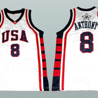 Men's Team USA #8 Carmelo Anthony White Stitched Basketball Jersey