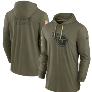 Men's Tennessee Titans 2022 Olive Salute To Service Tonal Pullover Hoodie