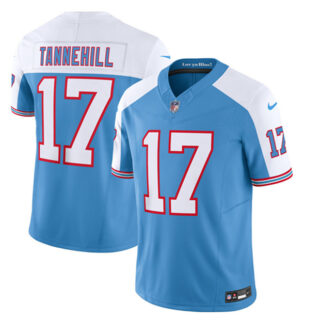 Men's Tennessee Titans #17 Ryan Tannehill Blue White 2023 F.U.S.E. Vapor Limited Throwback Stitched Football Jersey