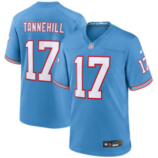 Men's Tennessee Titans #17 Ryan Tannehill Light Blue Throwback Player Stitched Game Jersey