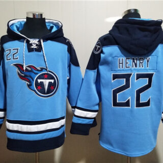Men's Tennessee Titans #22 Derrick Henry Blue Lace-Up Pullover Hoodie