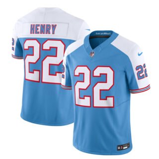 Men's Tennessee Titans #22 Derrick Henry Blue White 2023 F.U.S.E. Vapor Limited Throwback Stitched Football Jersey