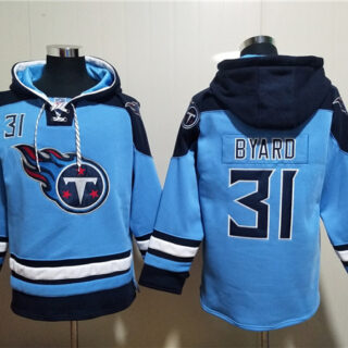 Men's Tennessee Titans #31 Kevin Byard Blue Lace-Up Pullover Hoodie