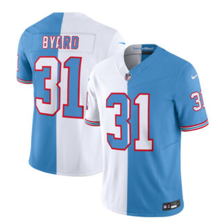 Men's Tennessee Titans #31 Kevin Byard White Blue 2023 F.U.S.E. Split Vapor Limited Throwback Stitched Football Jersey