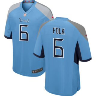 Men's Tennessee Titans #6 Nick Folk Light Blue Stitched Game Football Jersey