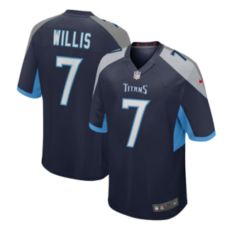 Men's Tennessee Titans #7 Malik Willis Navy Stitched Game Jersey