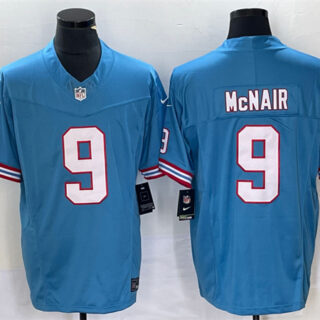 Men's Tennessee Titans #9 Steve McNair Light Blue 2023 F.U.S.E. Vapor Limited Throwback Stitched Football Jersey