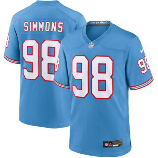 Men's Tennessee Titans #98 Jeffery Simmons Light Blue Throwback Player Stitched Game Jersey