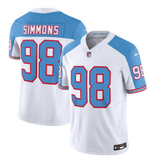 Men's Tennessee Titans #98 Jeffery Simmons White Blue 2023 F.U.S.E. Vapor Limited Throwback Stitched Football Jersey