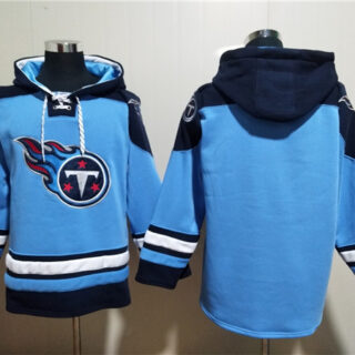 Men's Tennessee Titans Blank Blue Lace-Up Pullover Hoodie