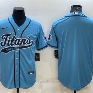 Men's Tennessee Titans Blank Blue With Patch Cool Base Stitched Baseball Jersey