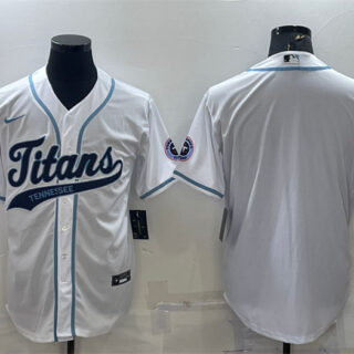 Men's Tennessee Titans Blank White With Patch Cool Base Stitched Baseball Jersey