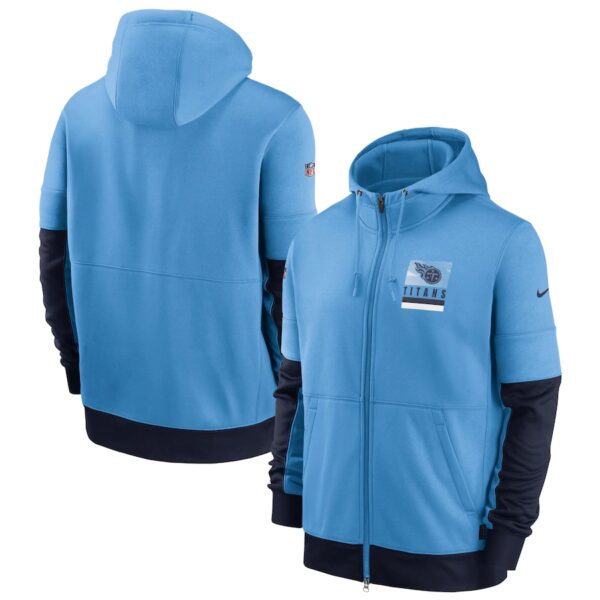 Men's Tennessee Titans New 2020 Nike Blue Black Fan Gear Mascot Performance Full Zip Hoodie