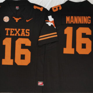 Men's Texas Longhorns #16 Peyton Manning Black F.U.S.E Stitched Jersey