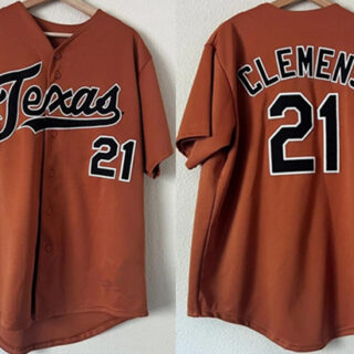 Men's Texas Longhorns #21 Roger Clemens Orange Stitched Jersey