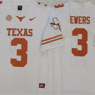 Men's Texas Longhorns #3 Quinn Ewers White F.U.S.E Stitched Jersey
