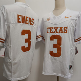 Men's Texas Longhorns #3 Quinn Ewers White F.U.S.E Stitched Jersey